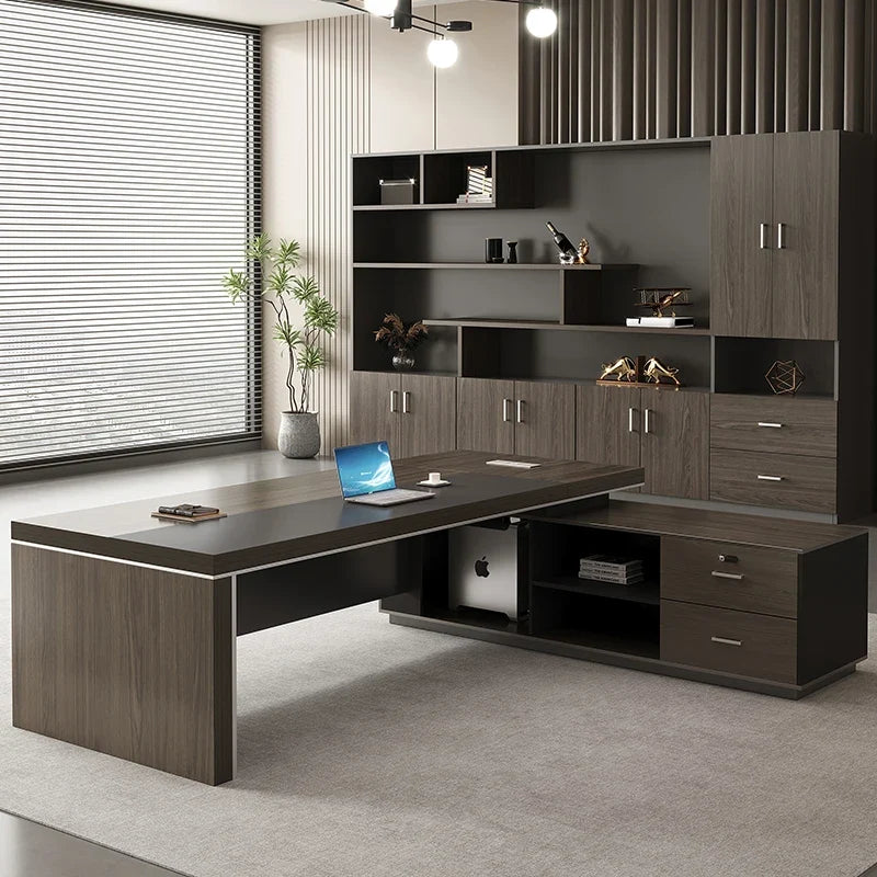 Wooden Lshaped Office Desk Modern Computer Standing Organizers Office Desk Space Saving Escritorio Oficina Postmodern Furniture