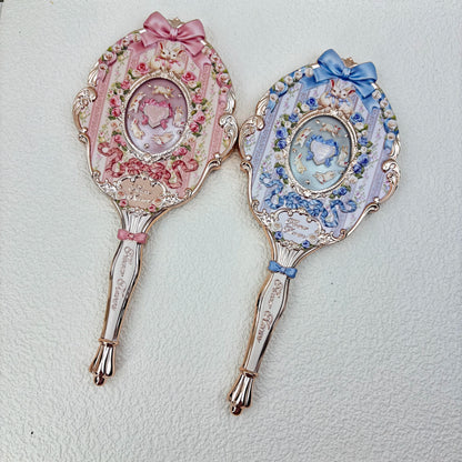 Flower Know Bunny Garden Collection Hand Mirror Portable Handheld Makeup Mirror Cute Mirror Soft Girl Style Princess Makeup Tool