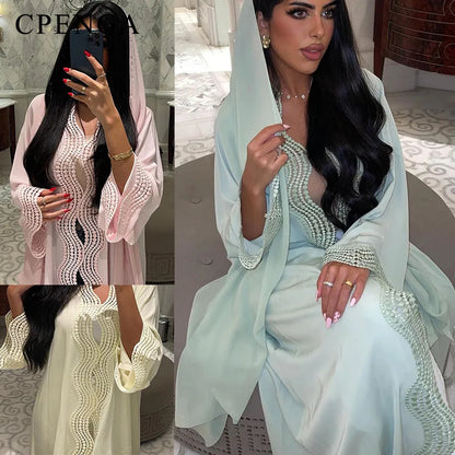 Ramadan Arabic Muslim Women Plain Cardigan Elegant Dubai Modest Abaya Dress Islamic Party Jalabiya Turkey Moroccan Kaftan Robe