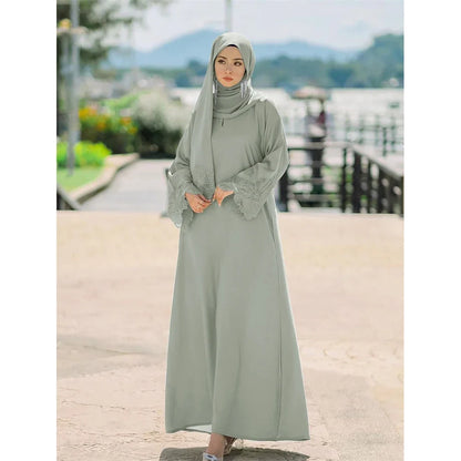 Malaysia Abaya Muslim Women Lace Embroidery Long Maxi Dress Hijab Turkish Kaftan Arab Eid Party Islamic Dubai Jalabiya Vestidos