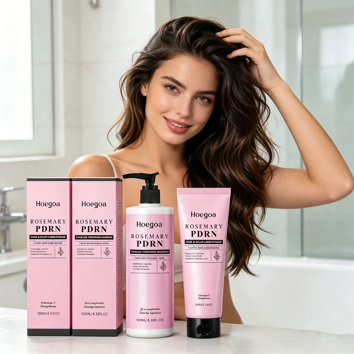 HOEGOA Rosemary Shampoo Conditioner Cleans Scalp Refreshing Oil Controlling Thickening Volumizing Hair Repairs Dry Hair Care Kit
