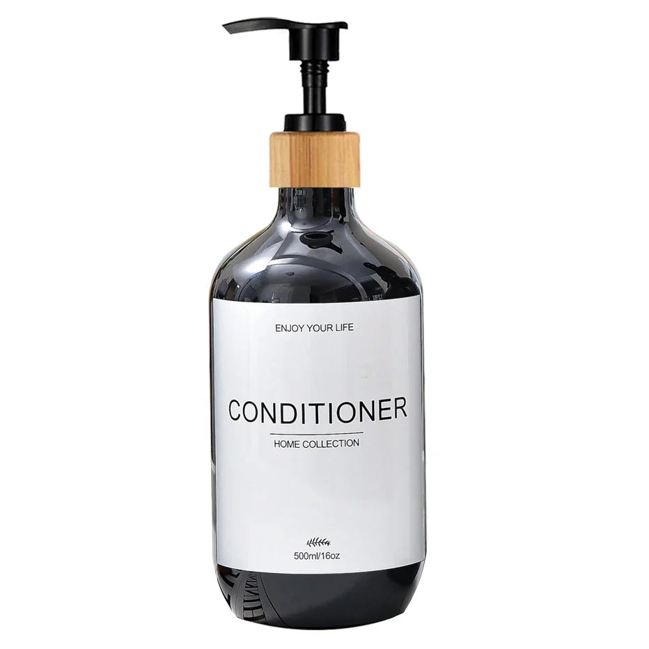 500ml Shampoo Body Wash Conditioner Dispenser Bottle Bathroom Waterproof Pre-Labeled Refillable Shampoo Bottle Soap Container