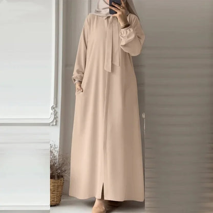 Dubai Full Length Robe Fashion Turn Down Collar Abaya Long Sleeve Muslim Dress Turkey Muslim Shirtdress Clothes for Muslim Women