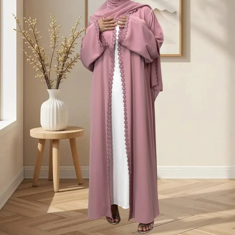 Abaya Women Eid Hijab Lace Dress Jalabiya Ramadan Party Dresses Muslim Morocco Cardigan Robe Dubai Abayas Kaftan Khimar Vestidos