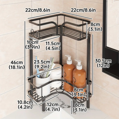 1Pc Bathroom Corner Floor-Standing Storage Rack Multi-Layer Bathroom Toilet Shower Shelf for Shower Gel and Shampoo Triangular Metal Shelf Standing Shower Caddy Corner Stand Shower Rack Corner