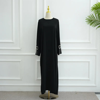 Abaya Woman Dubai Women's Traditional Dresses And Abayas Holiday Dress Luxury Kaftan Kebaya Turkey Bow Beaded Sleeve Dress Robe