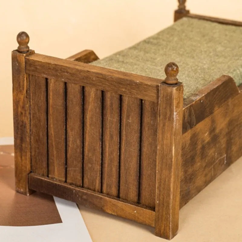 1:12 Dollhouse Wooden Drawer Single Bed Miniature Mini Furniture Modern Log Colour Bedroom Scene Decoration Home Decor Figurines