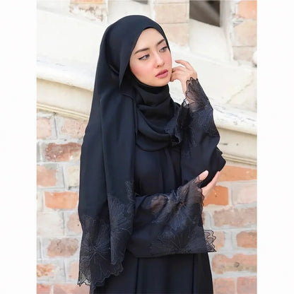 Malaysia Abaya Muslim Women Lace Embroidery Long Maxi Dress Hijab Turkish Kaftan Arab Eid Party Islamic Dubai Jalabiya Vestidos