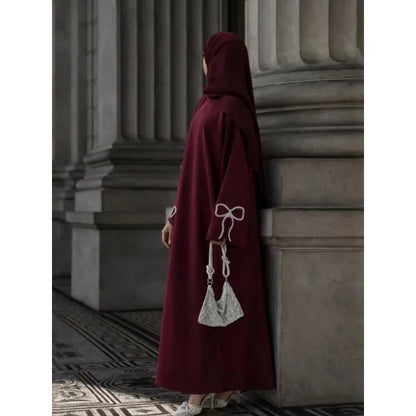 Abaya Woman Dubai Women's Traditional Dresses And Abayas Holiday Dress Luxury Kaftan Kebaya Turkey Bow Beaded Sleeve Dress Robe