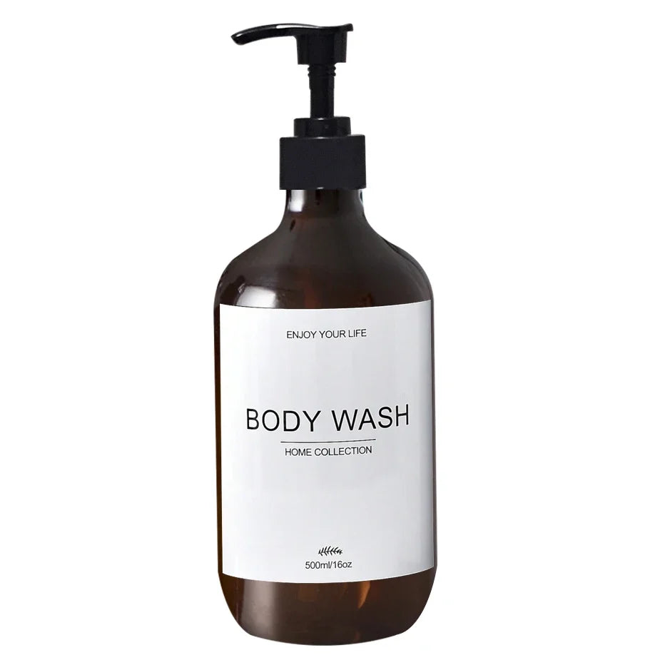 500ml Shampoo Body Wash Conditioner Dispenser Bottle Bathroom Waterproof Pre-Labeled Refillable Shampoo Bottle Soap Container