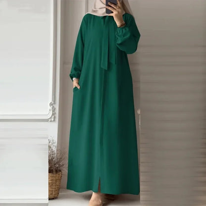 Dubai Full Length Robe Fashion Turn Down Collar Abaya Long Sleeve Muslim Dress Turkey Muslim Shirtdress Clothes for Muslim Women