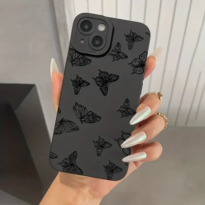 Butterfly Printed Phone Case For iPhone 11 12 13 14 15 Pro Max XR XS X 7 8 Plus SE 2020 Shockproof Matte Soft TPU Silicone Cover