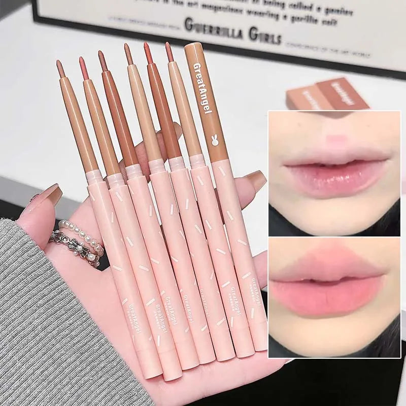 Korean Lip Liner Waterproof Matte Lip Liner Pencil Non-stick Cup Smooth Lip Contour Pen Nude Pink Brown Lip Makeup For Women