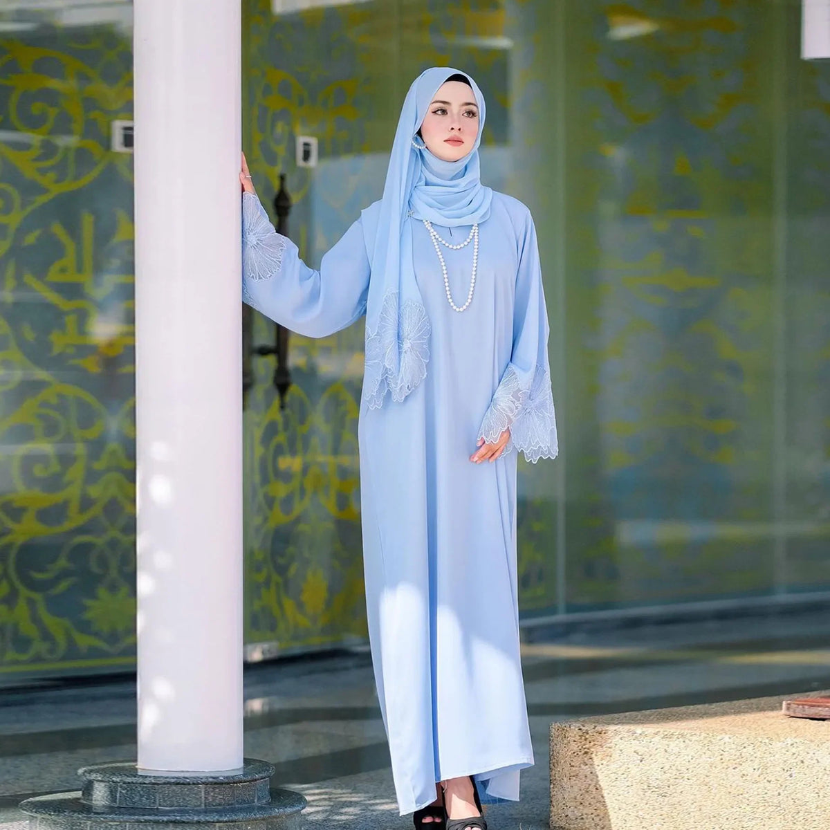 Malaysia Abaya Muslim Women Lace Embroidery Long Maxi Dress Hijab Turkish Kaftan Arab Eid Party Islamic Dubai Jalabiya Vestidos