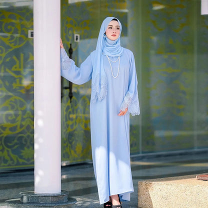 Malaysia Abaya Muslim Women Lace Embroidery Long Maxi Dress Hijab Turkish Kaftan Arab Eid Party Islamic Dubai Jalabiya Vestidos
