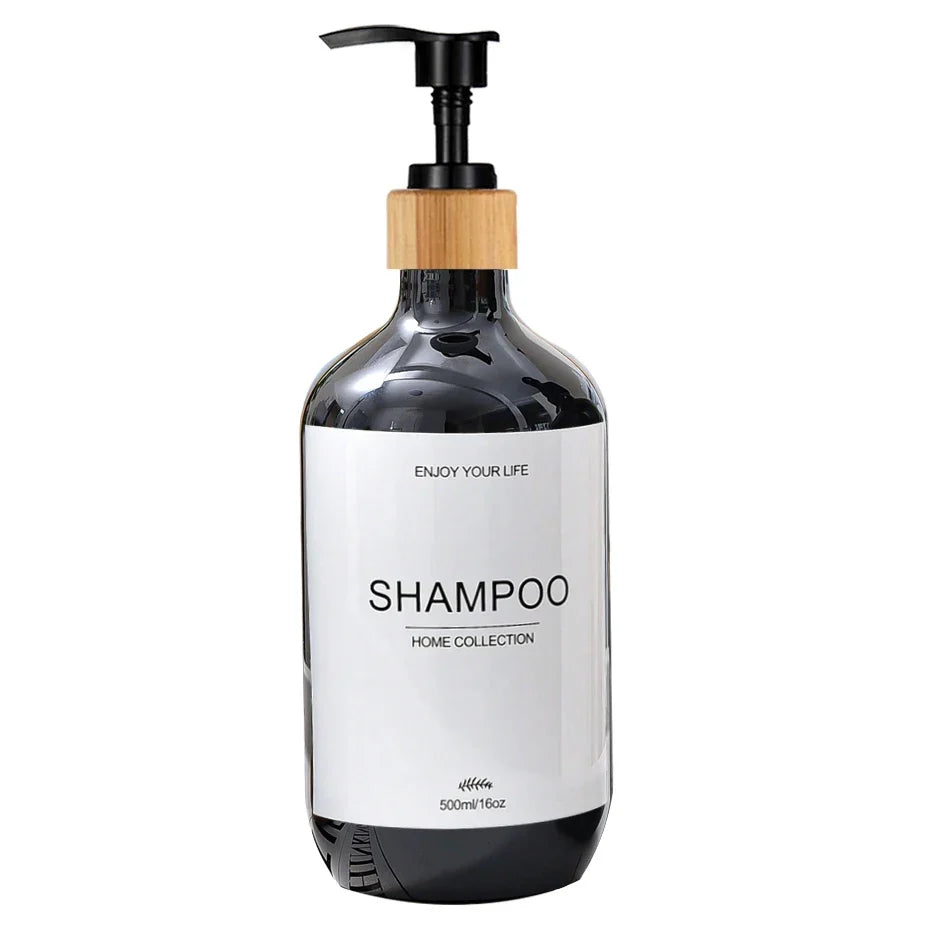 500ml Shampoo Body Wash Conditioner Dispenser Bottle Bathroom Waterproof Pre-Labeled Refillable Shampoo Bottle Soap Container