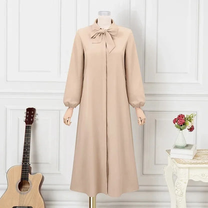 Dubai Full Length Robe Fashion Turn Down Collar Abaya Long Sleeve Muslim Dress Turkey Muslim Shirtdress Clothes for Muslim Women