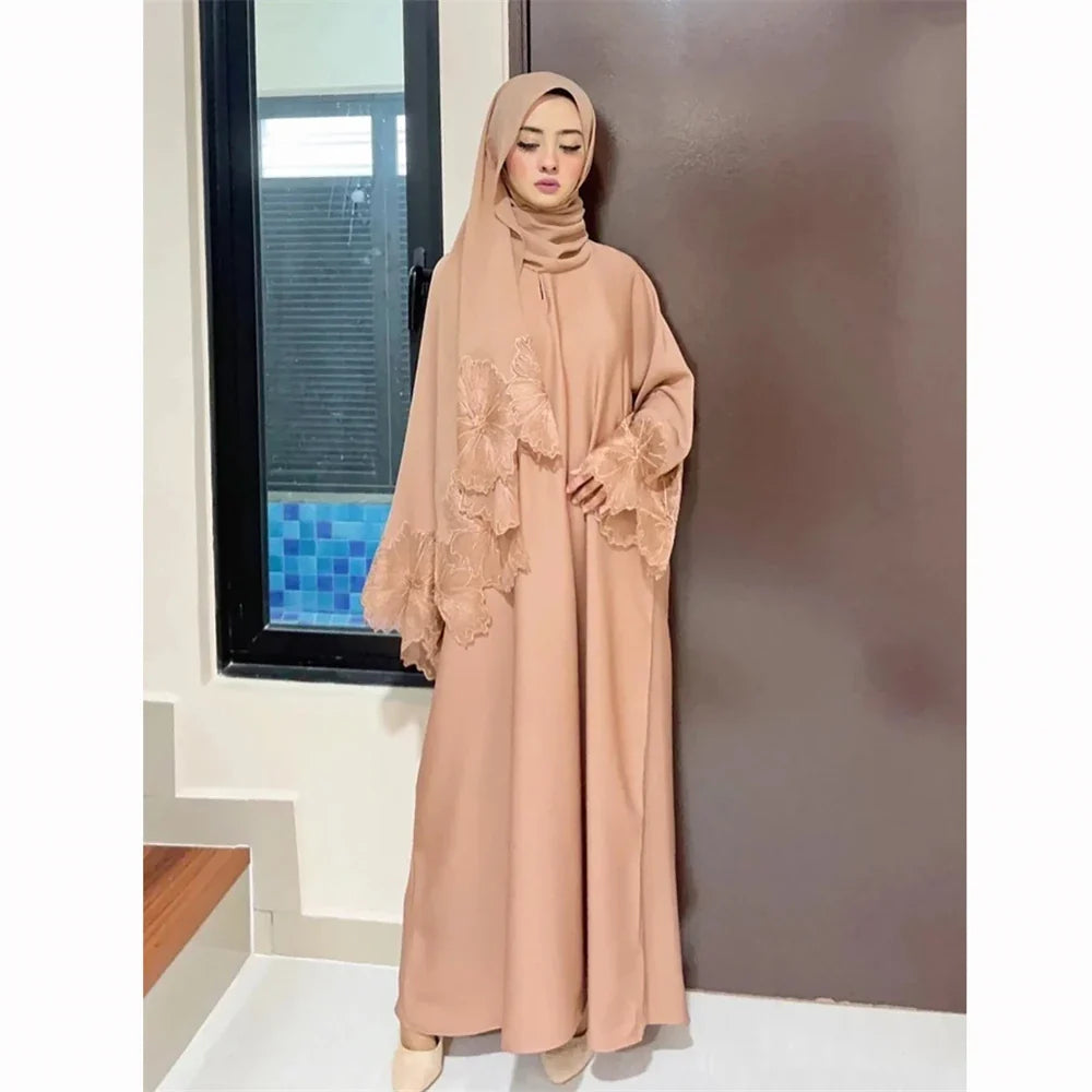 Malaysia Abaya Muslim Women Lace Embroidery Long Maxi Dress Hijab Turkish Kaftan Arab Eid Party Islamic Dubai Jalabiya Vestidos