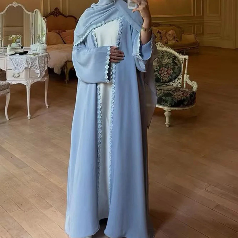Abaya Women Eid Hijab Lace Dress Jalabiya Ramadan Party Dresses Muslim Morocco Cardigan Robe Dubai Abayas Kaftan Khimar Vestidos