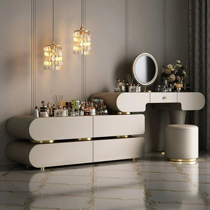 Bedroom Dressing Table Dresser Desks Makeup Mirror Storage Cabinet Light Luxury Premium Vanity Desk Toiletries Tables Furniture