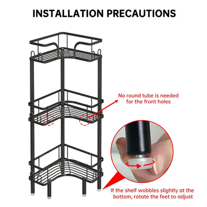1Pc Bathroom Corner Floor-Standing Storage Rack Multi-Layer Bathroom Toilet Shower Shelf for Shower Gel and Shampoo Triangular Metal Shelf Standing Shower Caddy Corner Stand Shower Rack Corner
