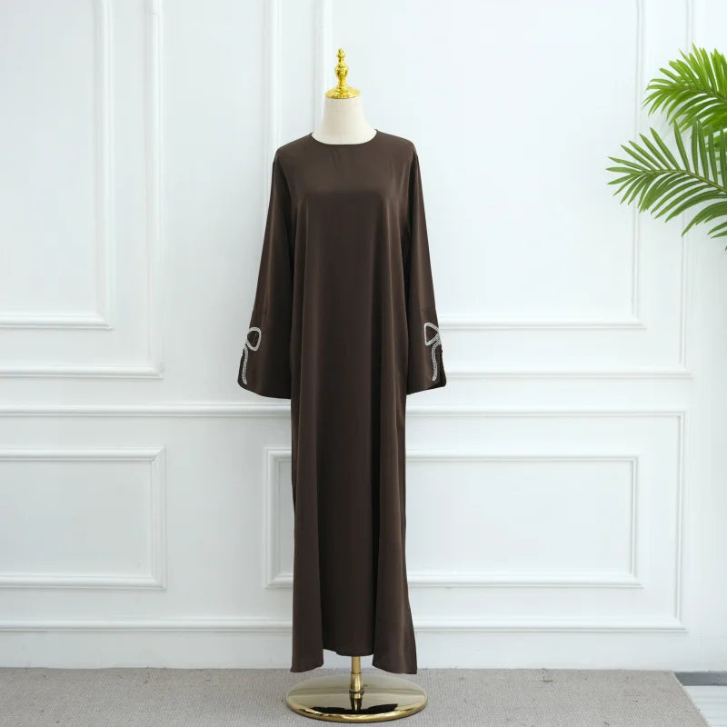 Abaya Woman Dubai Women's Traditional Dresses And Abayas Holiday Dress Luxury Kaftan Kebaya Turkey Bow Beaded Sleeve Dress Robe