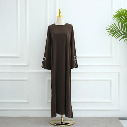 Abaya Woman Dubai Women's Traditional Dresses And Abayas Holiday Dress Luxury Kaftan Kebaya Turkey Bow Beaded Sleeve Dress Robe