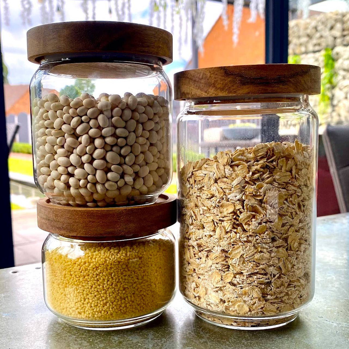 Wholesale Glass Kitchen Pantry & Storage Jars with Acacia Lids