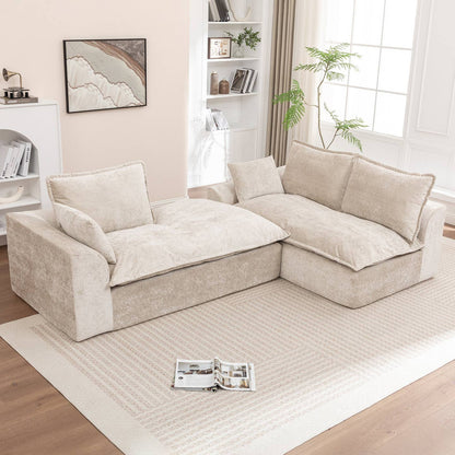 Wholesale Ivory Chenille L‑Shaped Modular Sectional Compressed Sofa