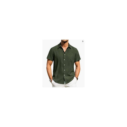 Wholesale Men's Casual Short Sleeve Pocket Open Front Shirt Solid Loose Fit Lapel Collar
